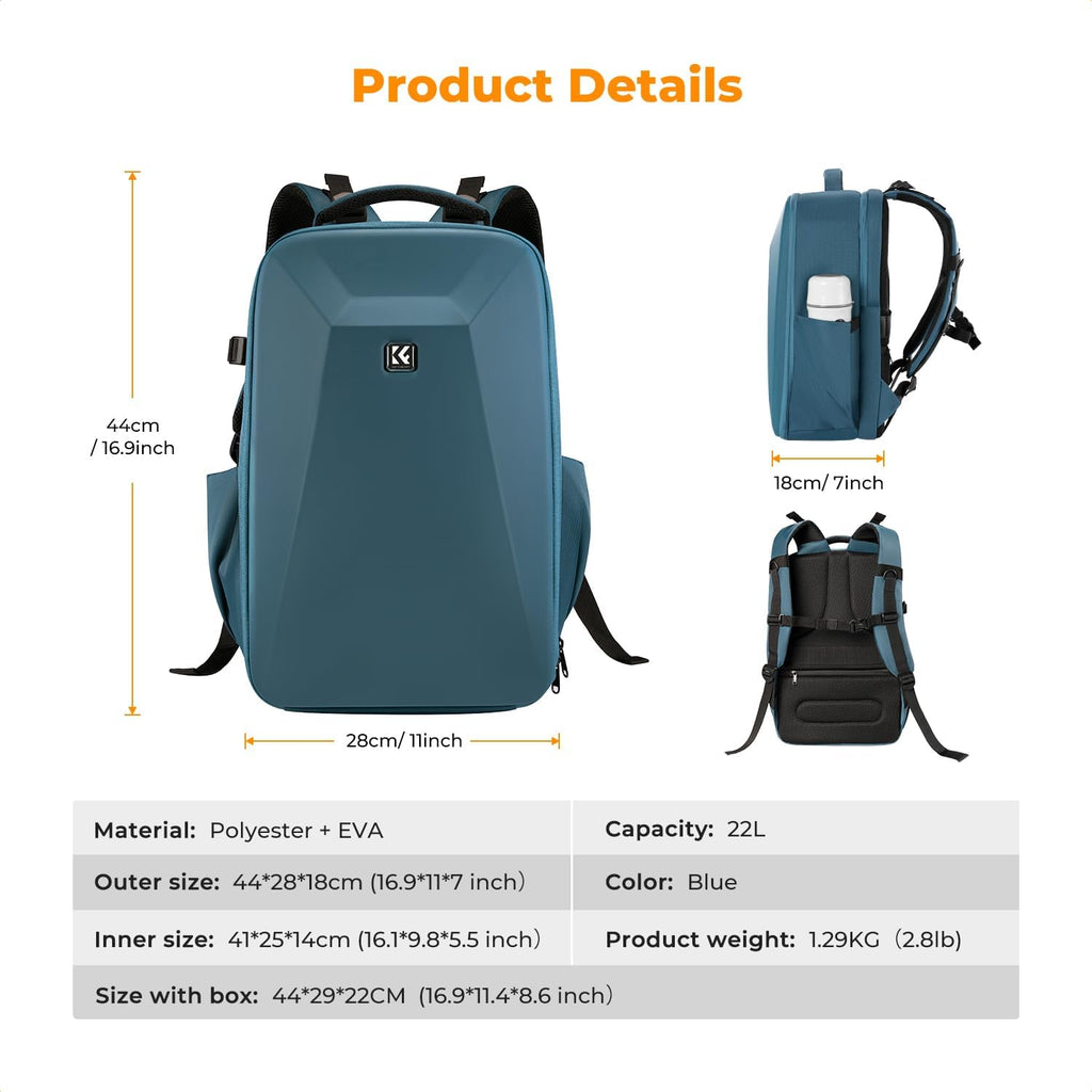 K&F CONCEPT Camera Backpack,Hardshell Photography DSLR Camera Bag