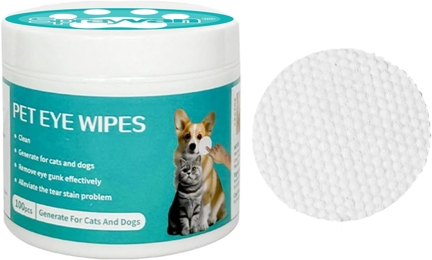 Dog Eye Wipes, Gentle, Tear Stain Remover, 100 Ct
