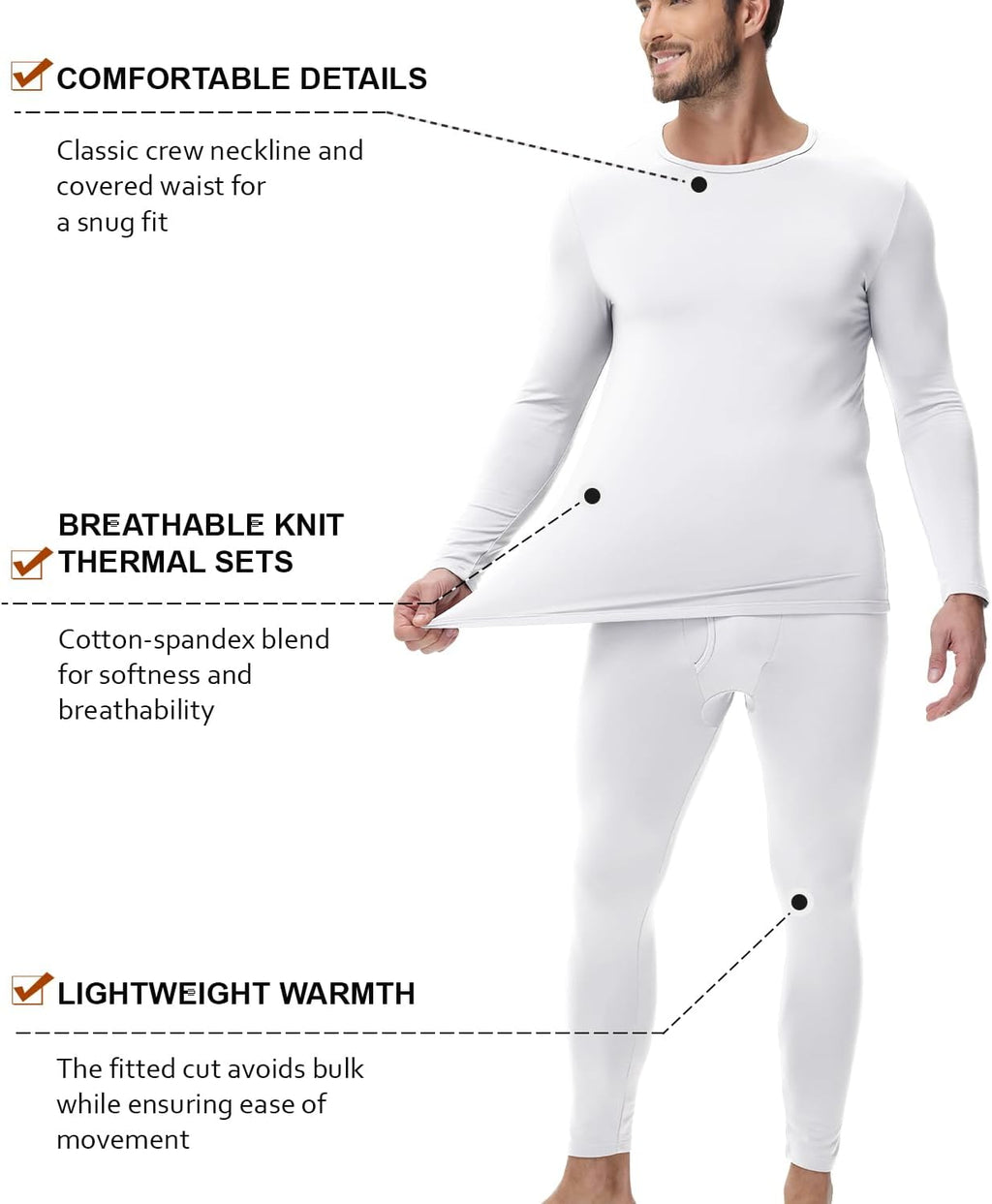 wirarpa Men's Cotton Long Johns Thermal Underwear Set Top and Bottom