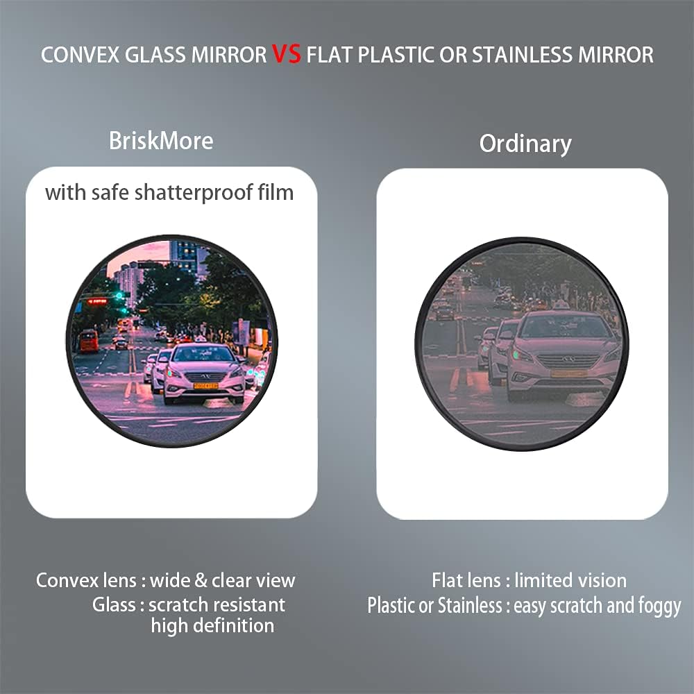 BriskMore Bike Mirrors,Bike Bar End Mirror, HD Glass Convex Lens Bicycle Rearview Mirror, Safe Cycling Rearview Mirror, Easy to Install