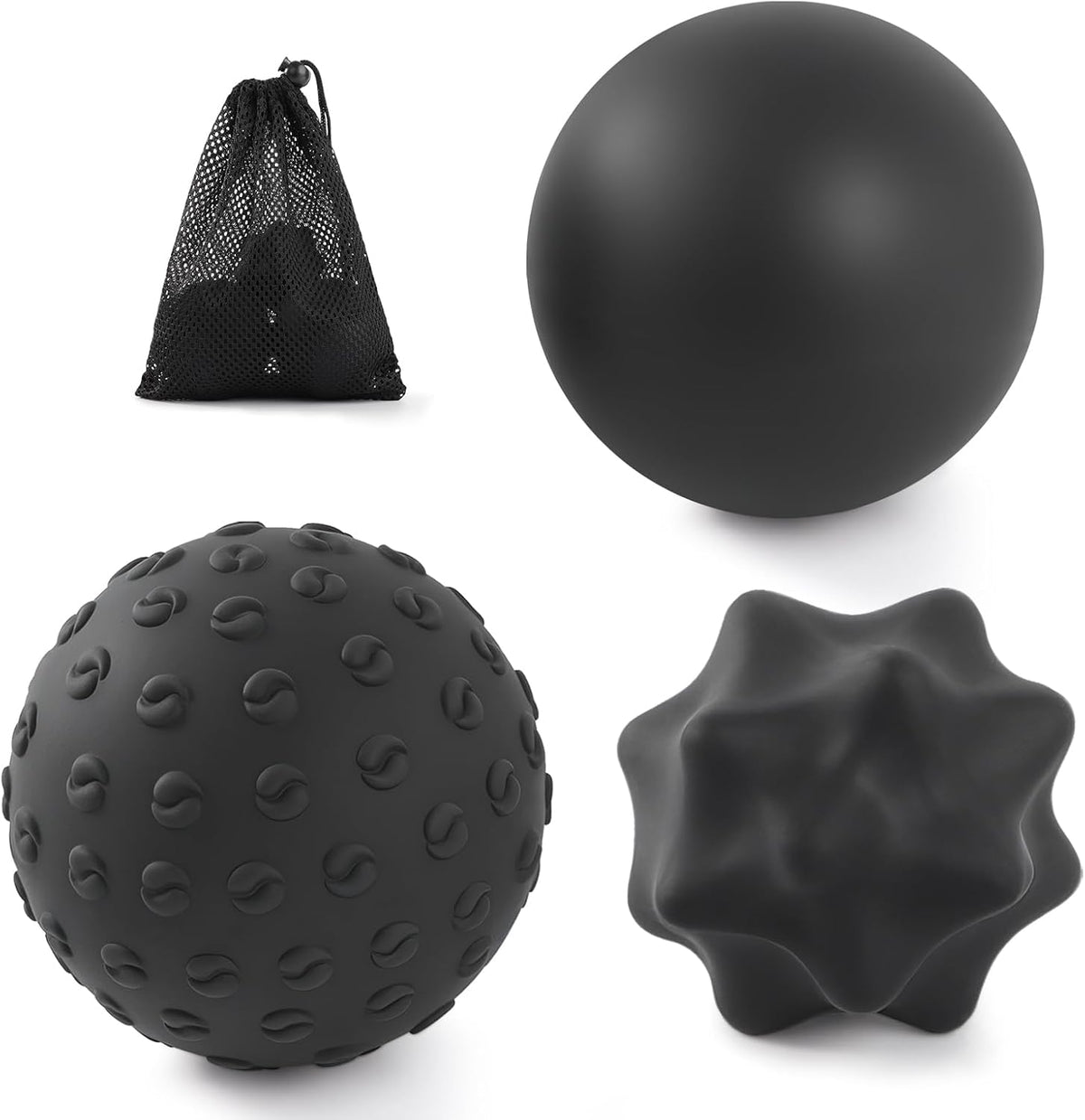 Silicone Massage Lacrosse Ball Set, Smooth, Textured & Spiky