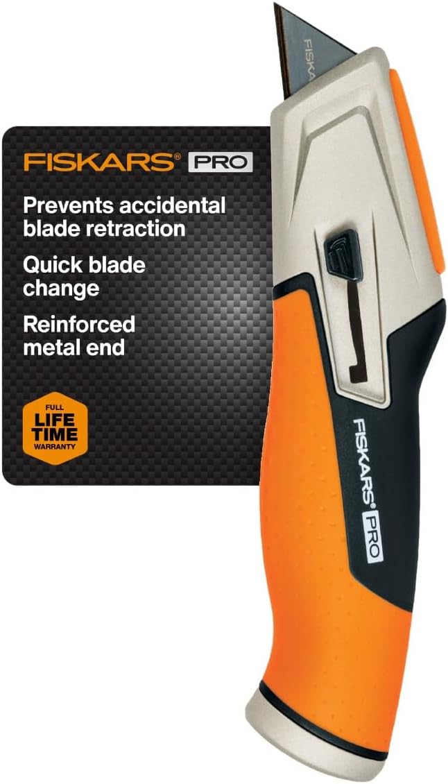 Fiskars Pro Folding Utility Knife, Dual-Lock, 4.5" Folded Size