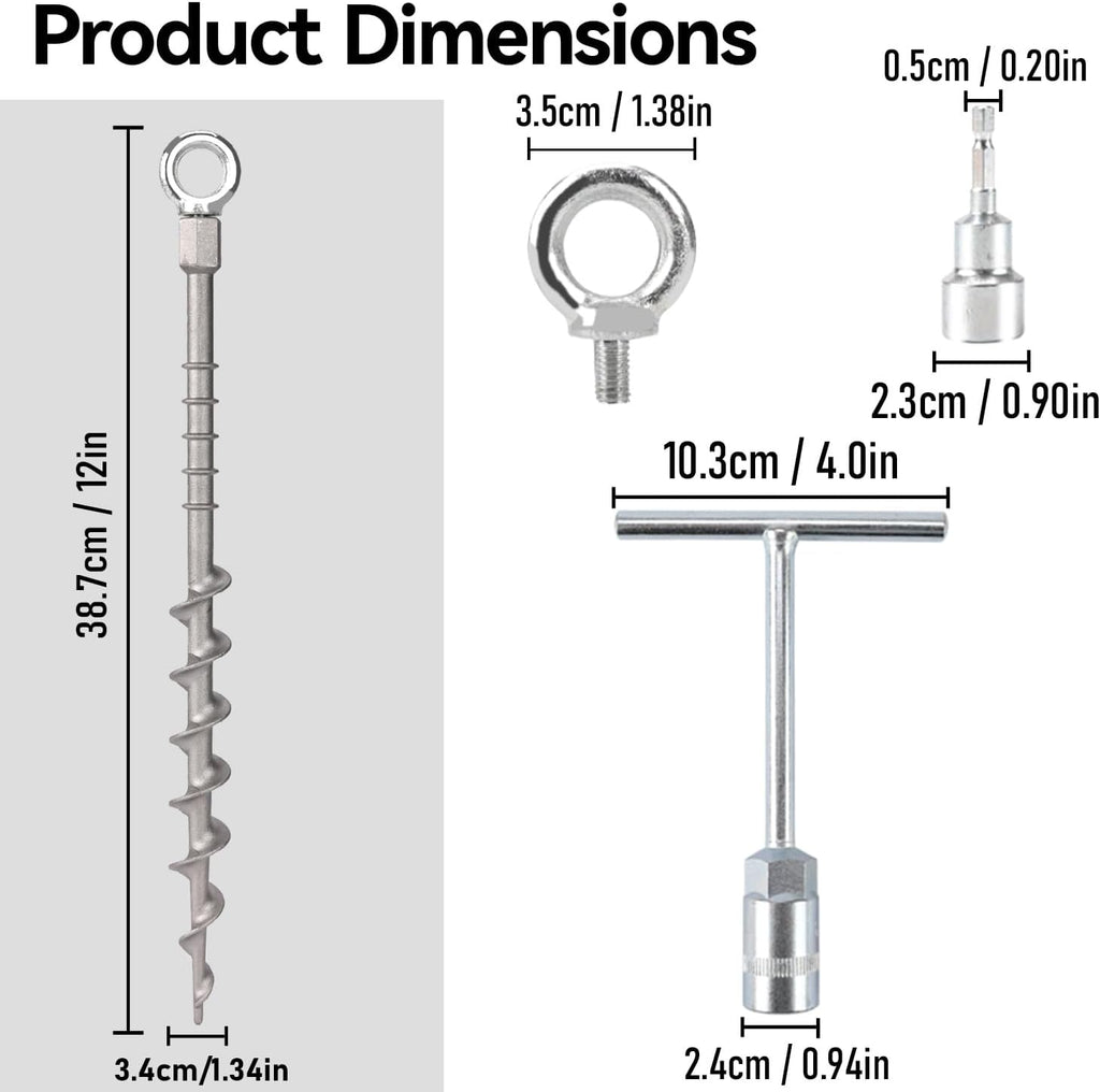 20 Pcs 12" Heavy Duty Aluminum Ground Anchors Screw in Tent Stakes
