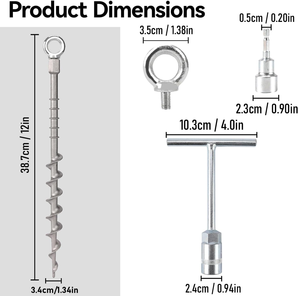20 Pcs 12" Heavy Duty Aluminum Ground Anchors Screw in Tent Stakes