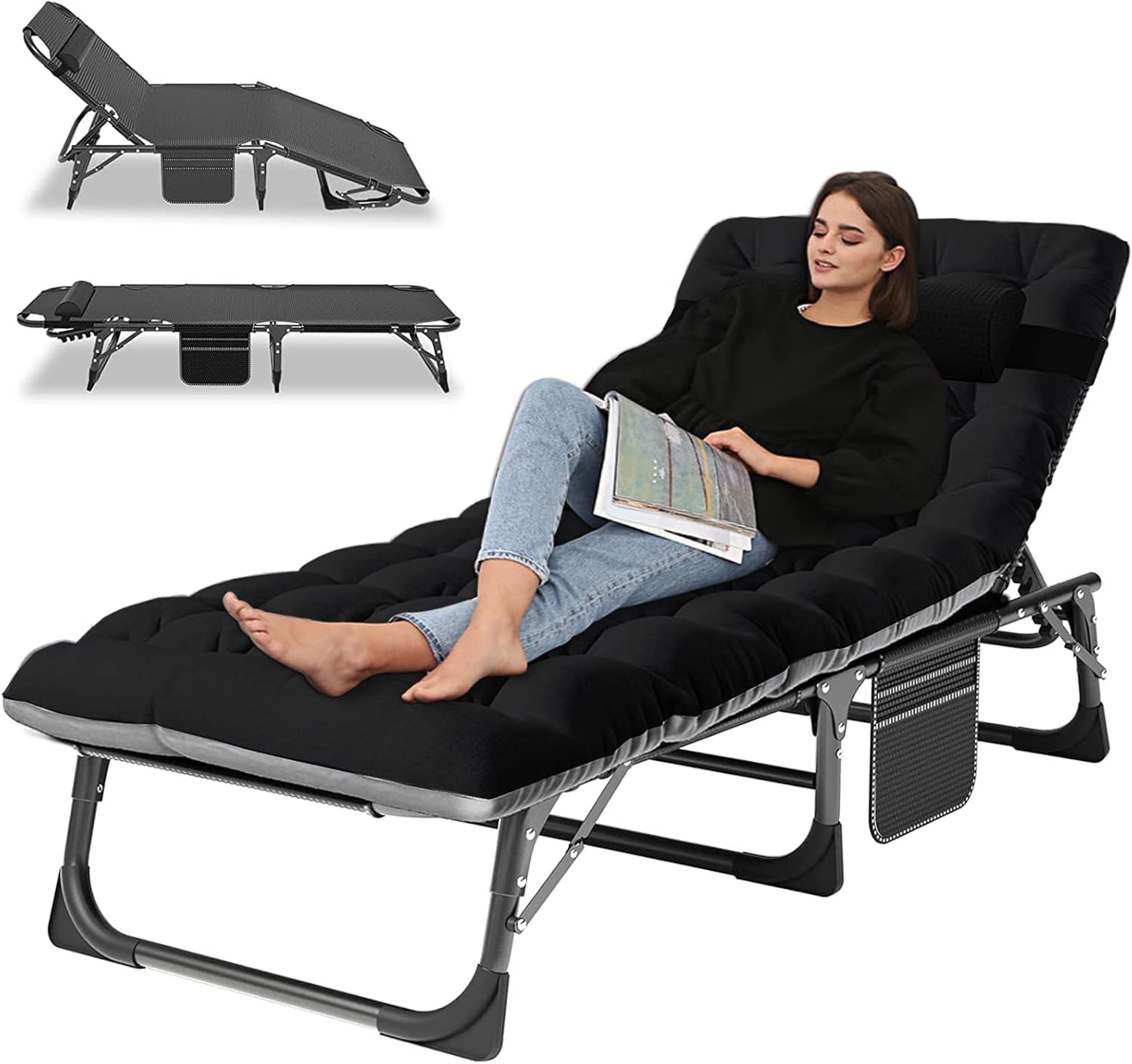 LILYPELLE Portable Folding Camping Cot with Mattress and Pillow for Adults