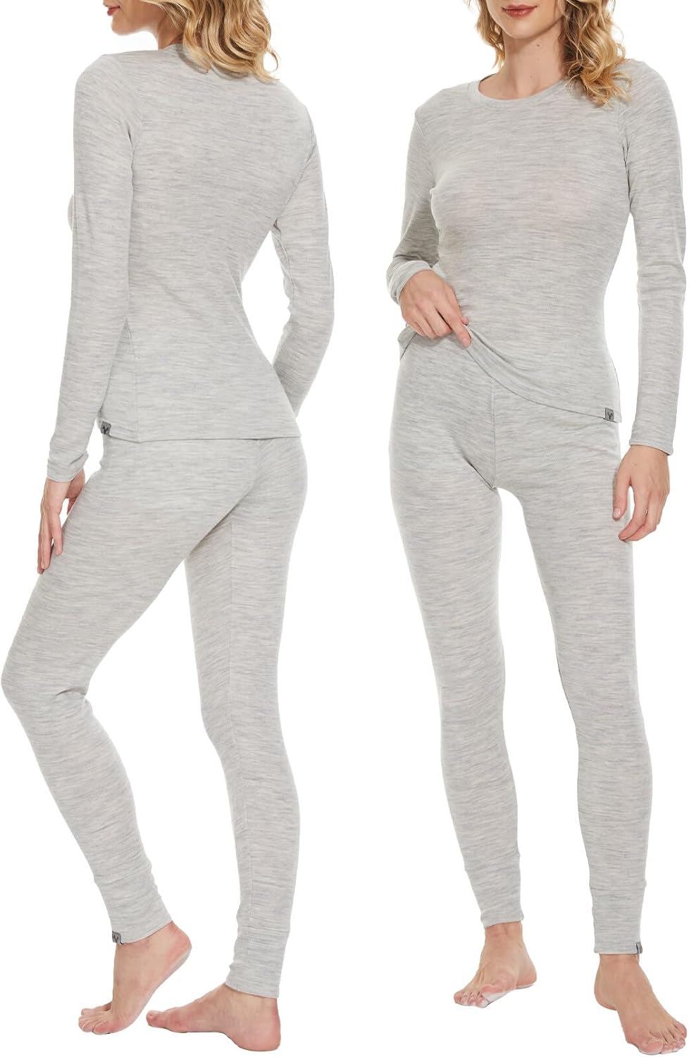 100% Merino Wool Base Layer Set Women - Thermal Underwear Long Johns PJs