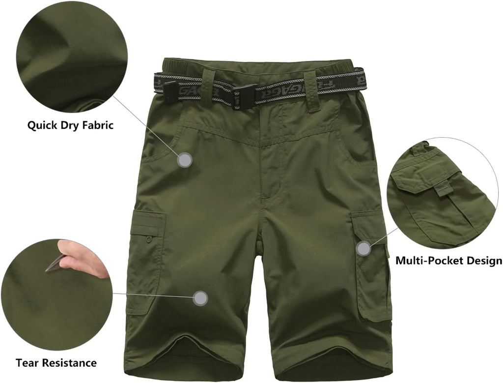 JOMLUN Boy’s Scout Pants Convertible Hiking Quick Dry Zip Off Pants Outdoor Climbing Casual Trouser Kids Youth Cargo Pants