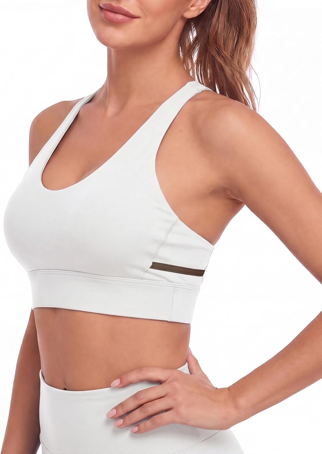 Aoysky Womens Strappy Sports Bra Padded Criss Cross Color Block Workout Top
