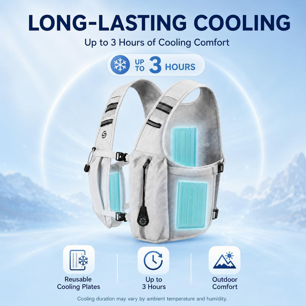 Cooling Hydration Backpack with 3 Removable Ice Packs, 2L BPA-Free Water Bladder, Adjustable Lightweight Outdoor Vest for Running, Trail Running, Hiking, Cycling, and Marathon Training
