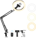 Upgrade Ring Light with Stand, Overhead Phone Mount for Desk, 10” Selfie Light with Stand Tripod for iPhone, Light with Phone Holder for Video Recording,Zoom Meeting,Live Streaming Tiktok,YouTube