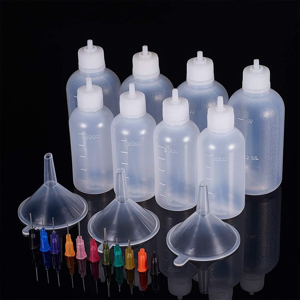 BENECREAT 8 Packs 1.7/3.4oz Multi-purpose DIY Precision Tip Applicator Bottles Set, Fine Needle Tip Glue Applicator Squeeze Bottles for DIY Quilling, Acrylic Paint Artwork Hobbies, Oil Bottle