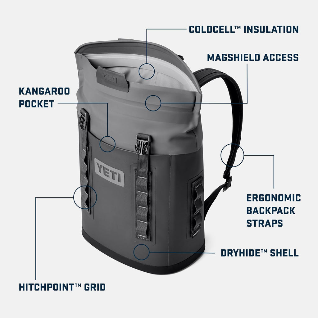 YETI Hopper M12 Backpack Soft Sided Cooler with MagShield Access, Classic Navy with ICE Block Refreezable Reusable Cooler Ice Pack, 1 lb