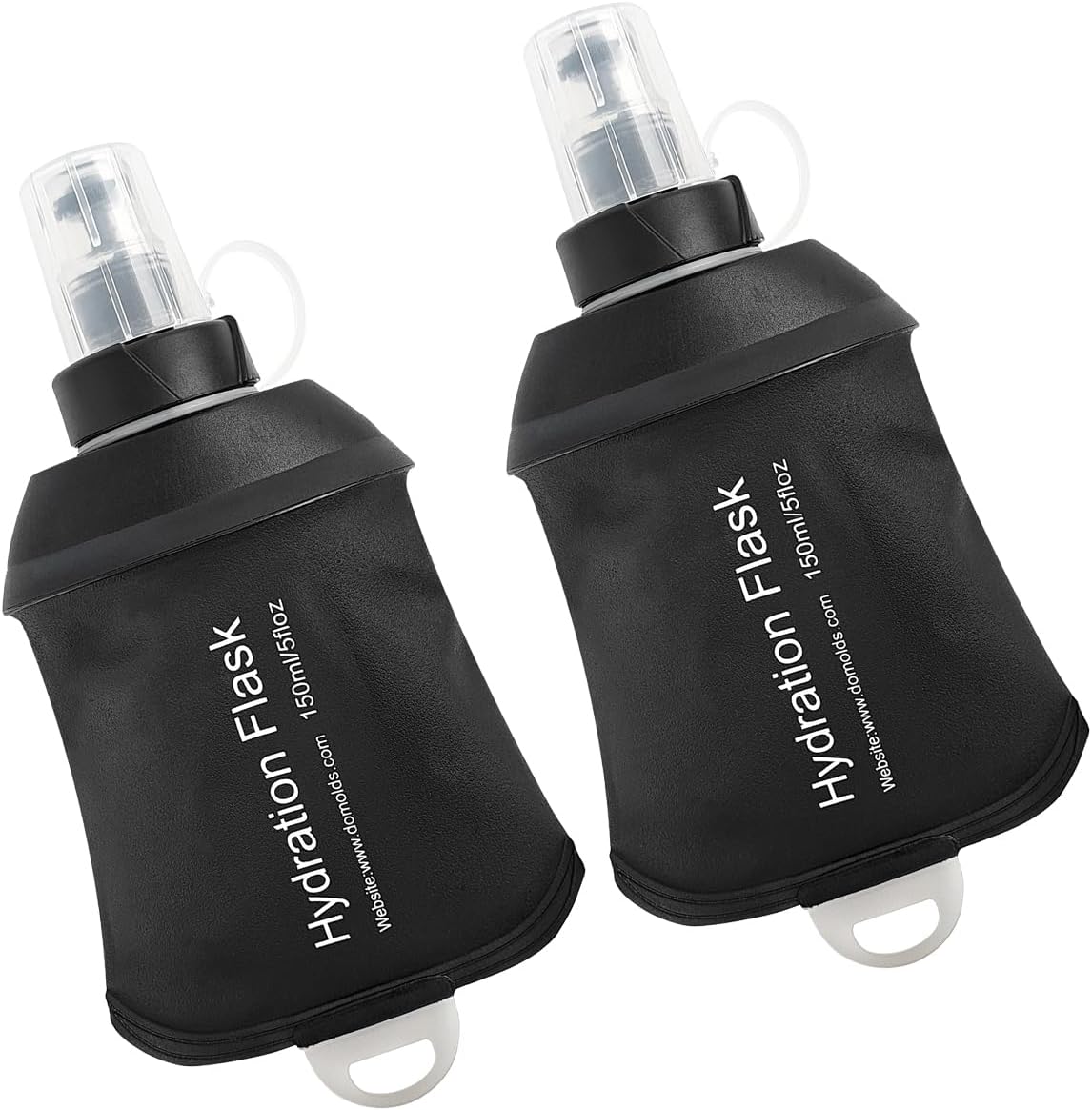 WILDREEDS 150ml Soft Flask, TPU Collapsible Soft Water Bottle for Hydration Pack, Running Vest, Folding Water Bottle for Hiking Cycling Climbing-2Pcs, Black