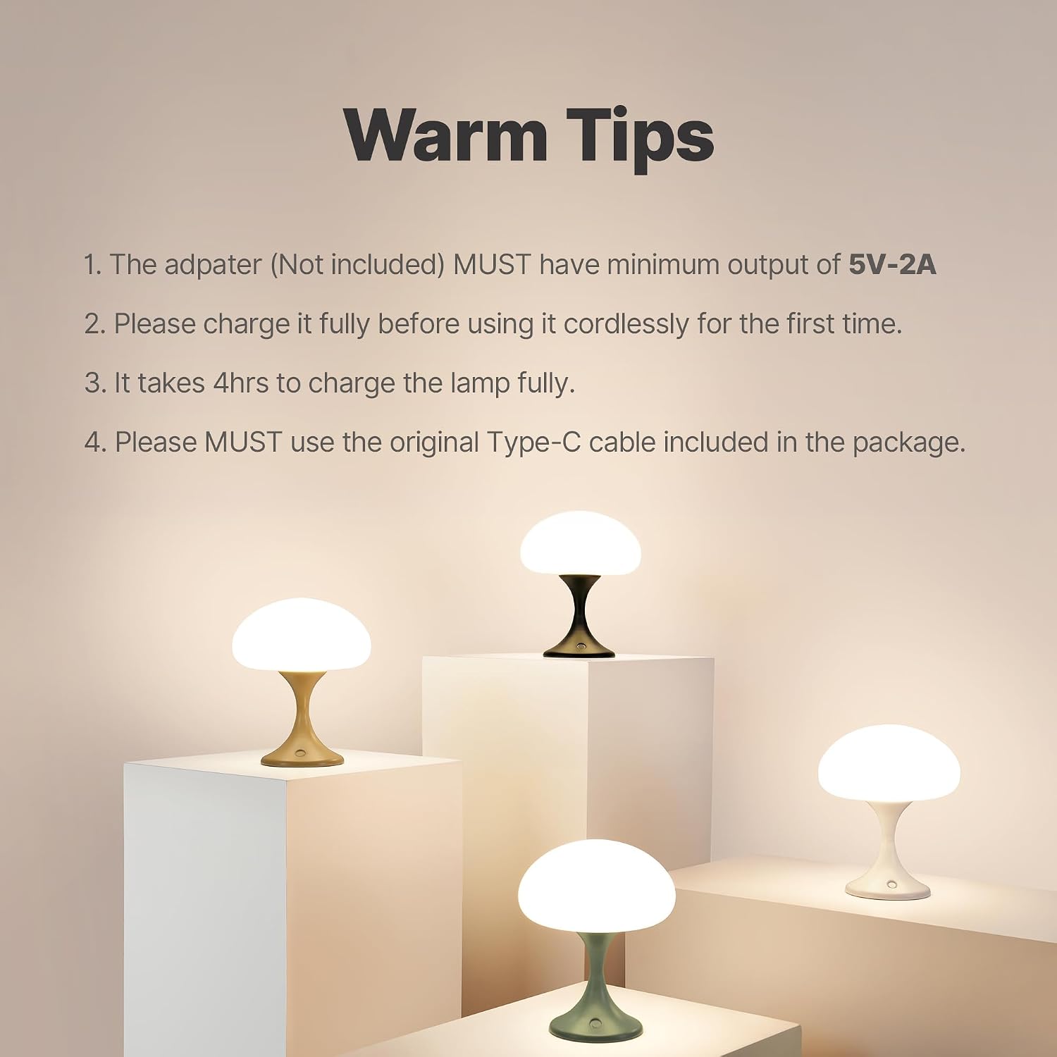 MAGCHARM Mushroom Lamp, 5W LED Cordless Rechargeable Table Lamp with Glass Shade, Small Retro Dimmable Touch Light with 3 Color Temps, Aesthetic Mid Century Bedside Light for Bedroom Ambient, Black