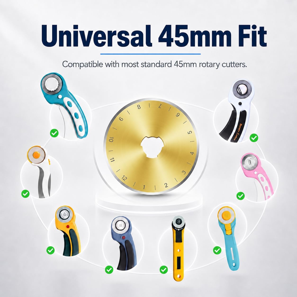 Titanium Coated 15 Packs 45mm Rotary Cutter Blades 45mm Quilting supplies Rotary Cutter Blades for fabric by SSPONT, compatible with OLFA,Fiskars,Mr.Pen,DAFA,Truecut etc. Sharp and Durable