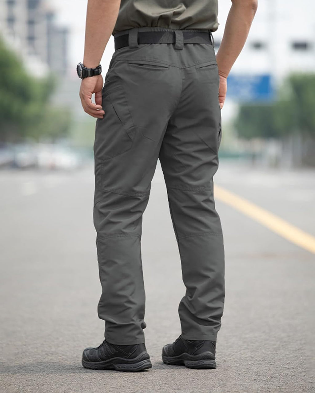 Men's Stretch Tactical Pants Waterproof Ripstop Fabric Cargo Pants Lightweight Casual Hiking Outdoor Work Pants (No Belt)
