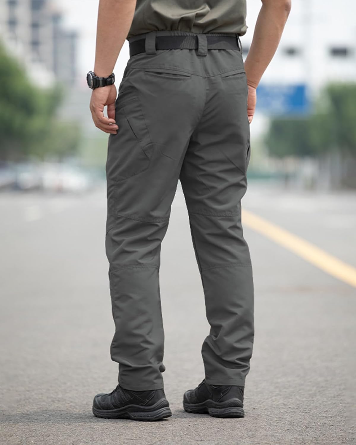 Men's Stretch Tactical Pants Waterproof Ripstop Fabric Cargo Pants Lightweight Casual Hiking Outdoor Work Pants (No Belt)
