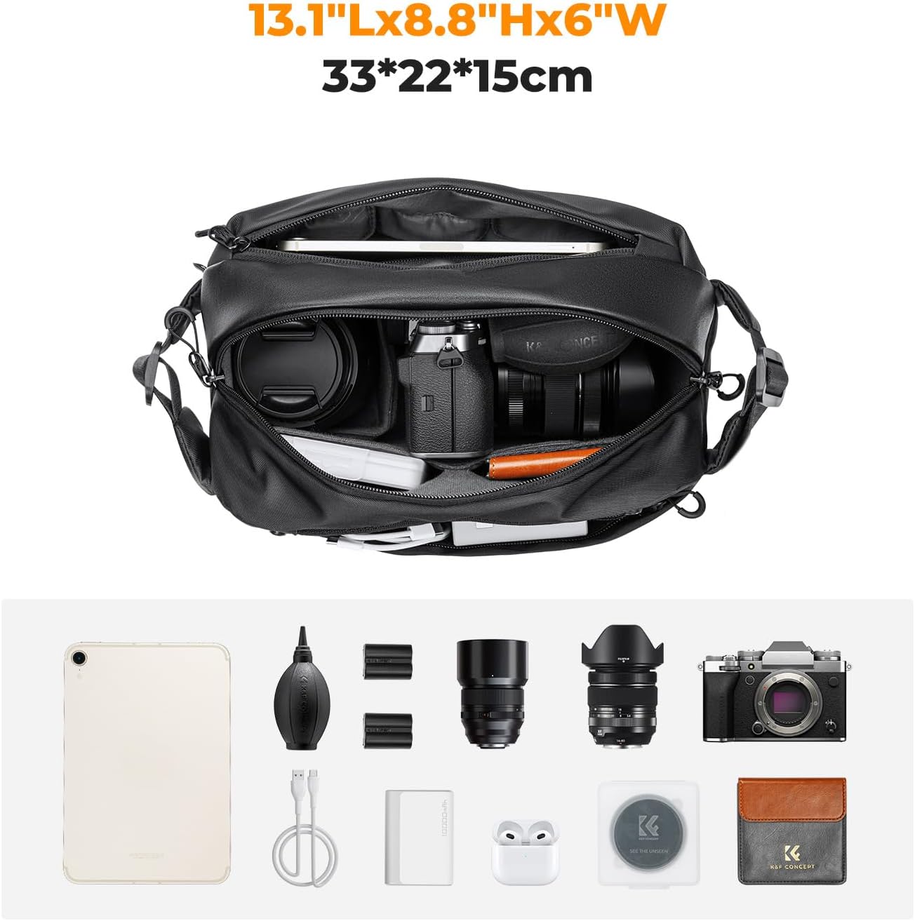 K&F CONCEPT Camera Sling Bag, Everyday Shoulder Crossbody Bag
