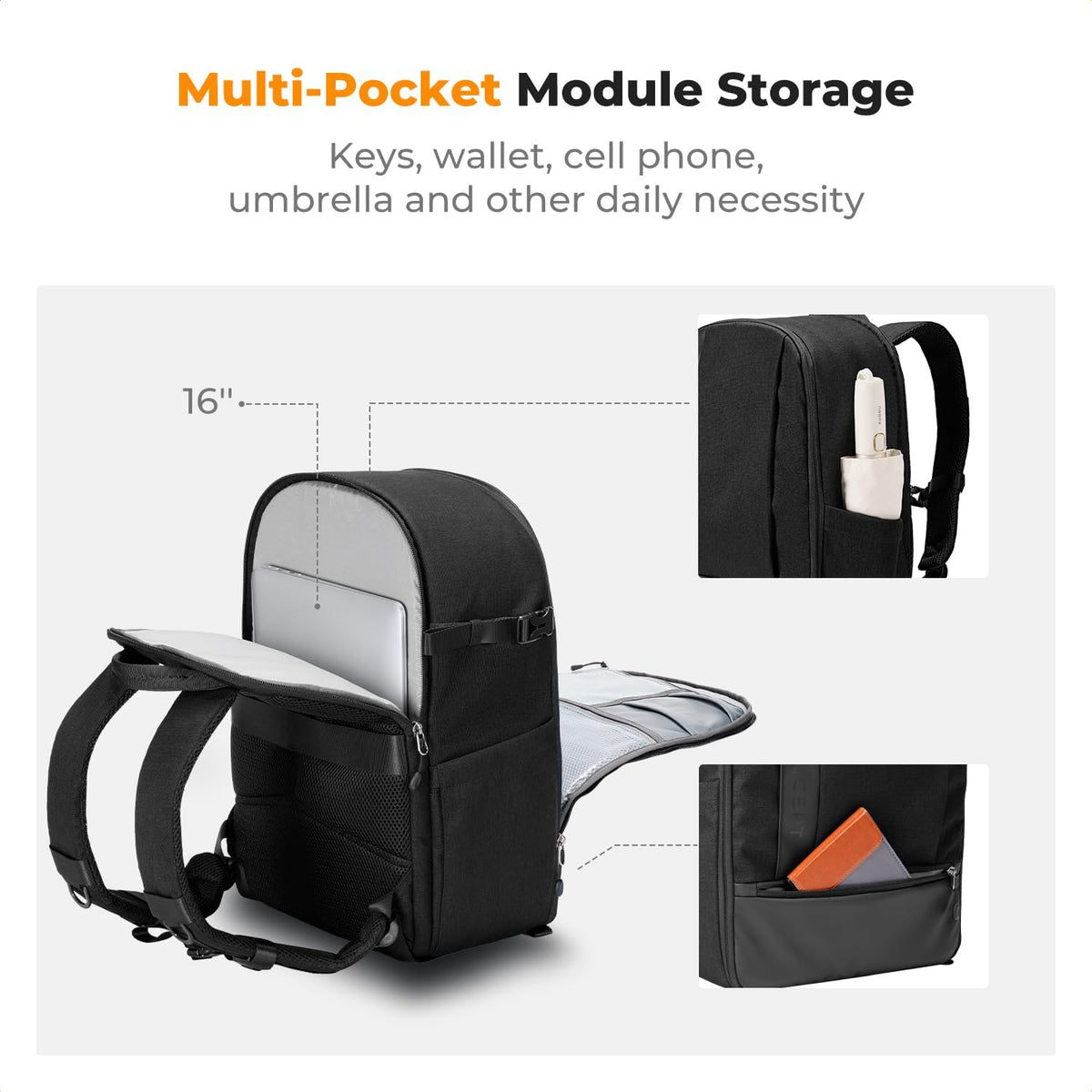 K&F CONCEPT Camera Backpacks for Photographers Travel Bag for Tripod Camera Lence Accessory with laptop compartment and Rain Cover Multi-Functional Camera Bags for Dslr Cameras