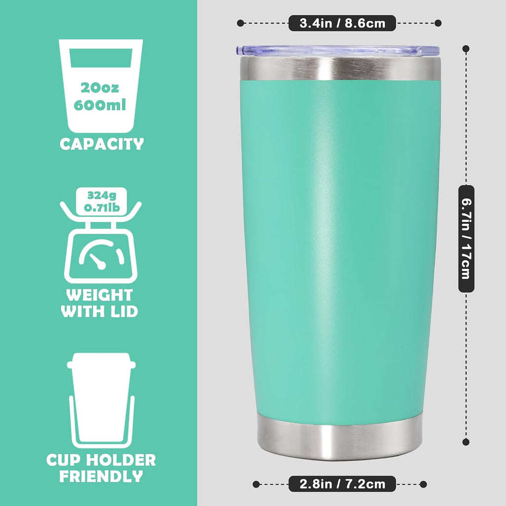 20oz Tumbler Stainless Steel Tumbler Coffee Tumbler with Lid Light Blue, 12P