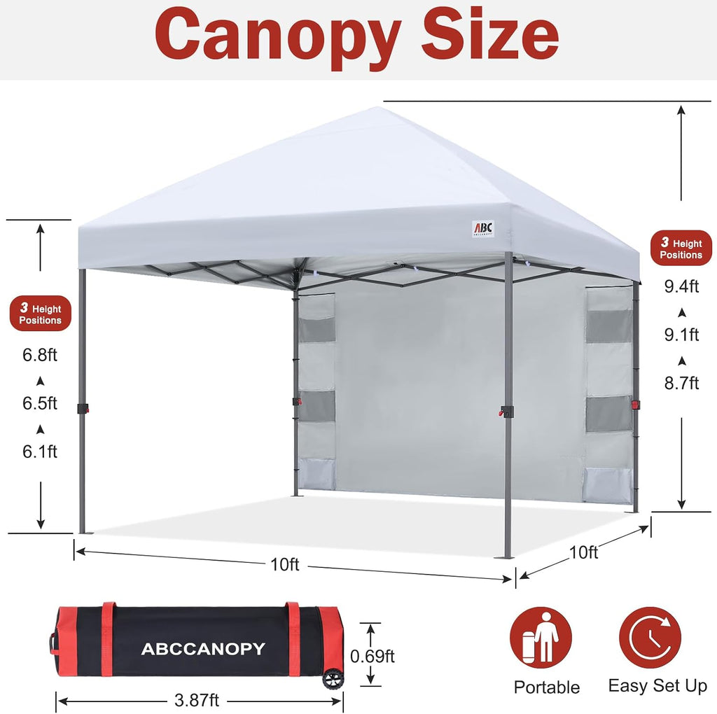 ABCCANOPY 10x10 Heavy Duty Pop Up Canopy Tent with Storage Sidewall, White