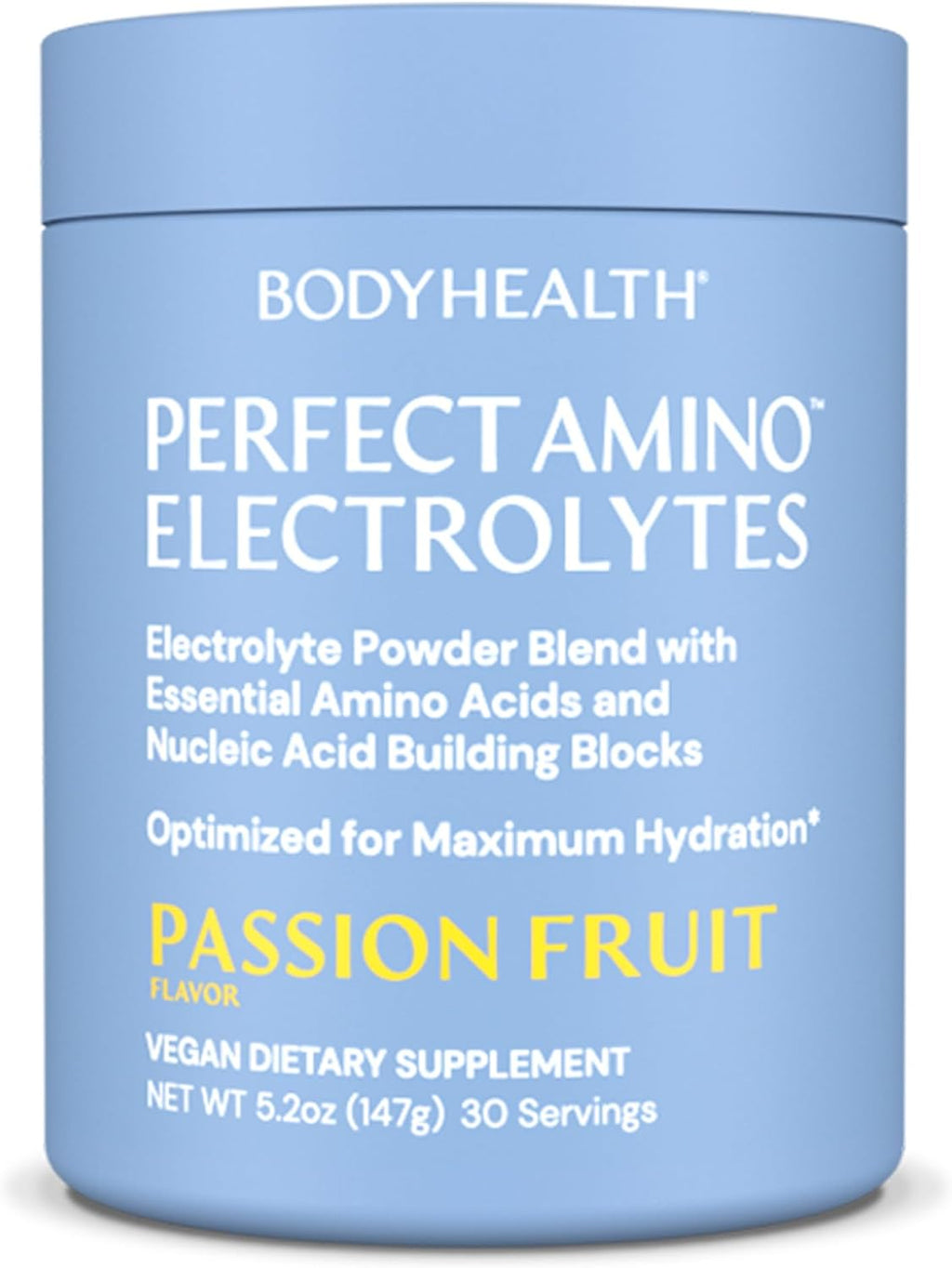 BodyHealth PerfectAmino Electrolytes Powder No Sugar, Hydration Fasting Keto Zero Sugar Electrolytes Drink Mix with Trace Minerals - Passion Fruit - 60 Servings