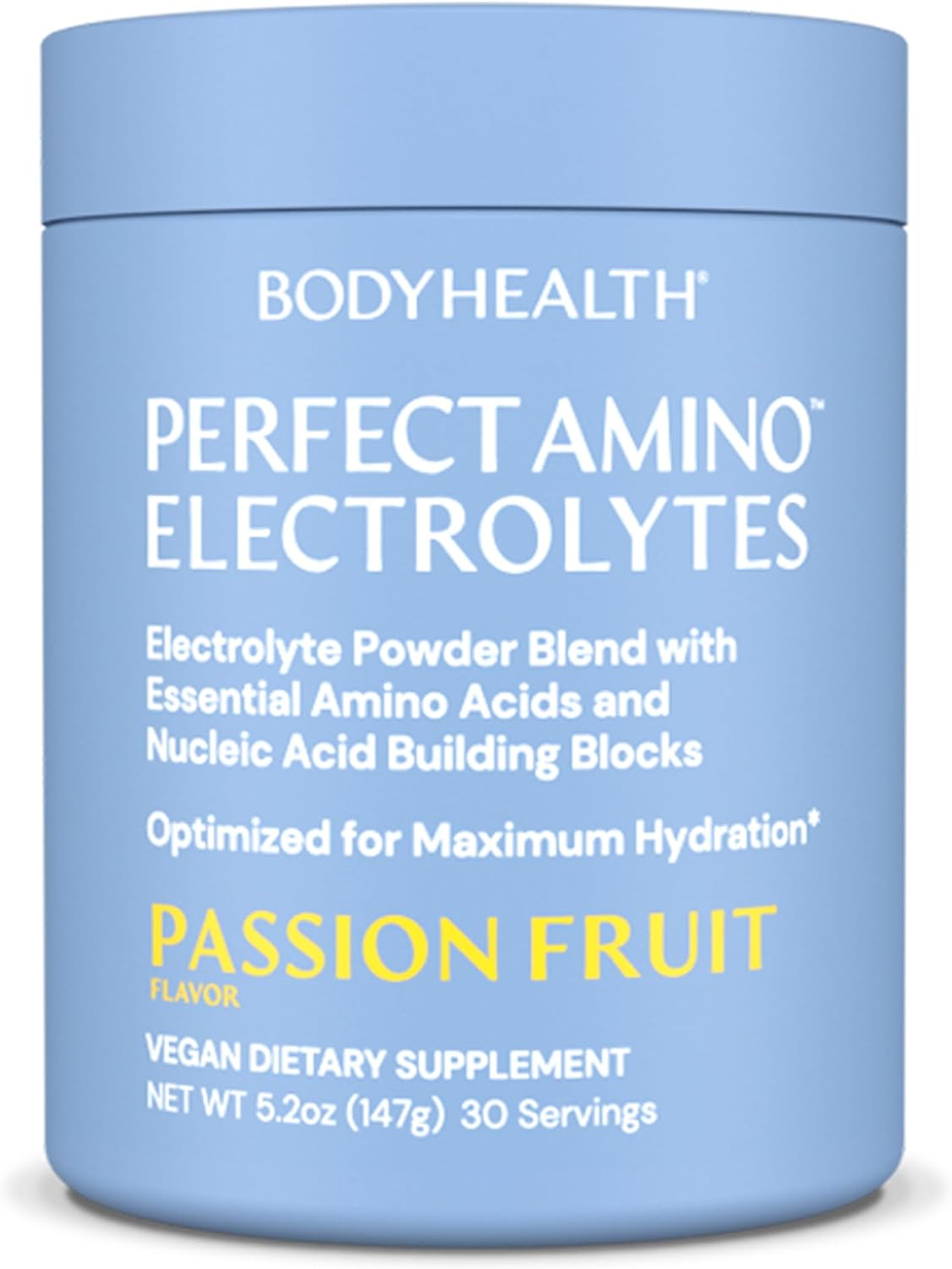 BodyHealth PerfectAmino Electrolytes Powder No Sugar, Hydration Fasting Keto Zero Sugar Electrolytes Drink Mix with Trace Minerals - Passion Fruit - 60 Servings