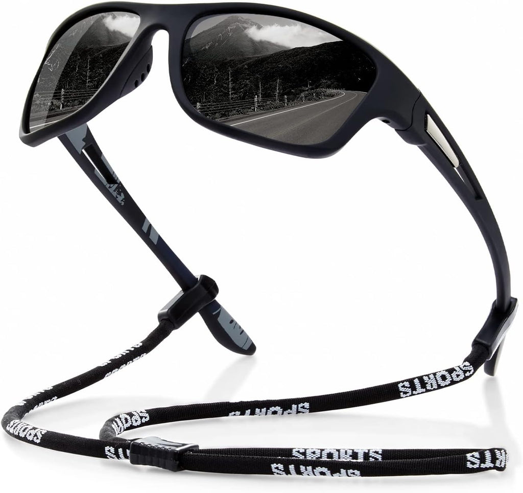 suoso Polarized Sports Sunglasses for Men: UV400 Protection Glasses Wrap Around Goggles for Driving Fishing
