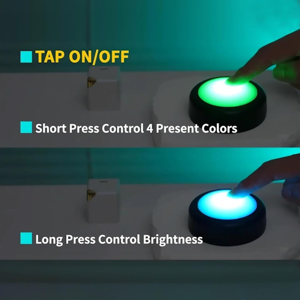 Push Lights with Remote, 6-Pack Black, Color-Changing