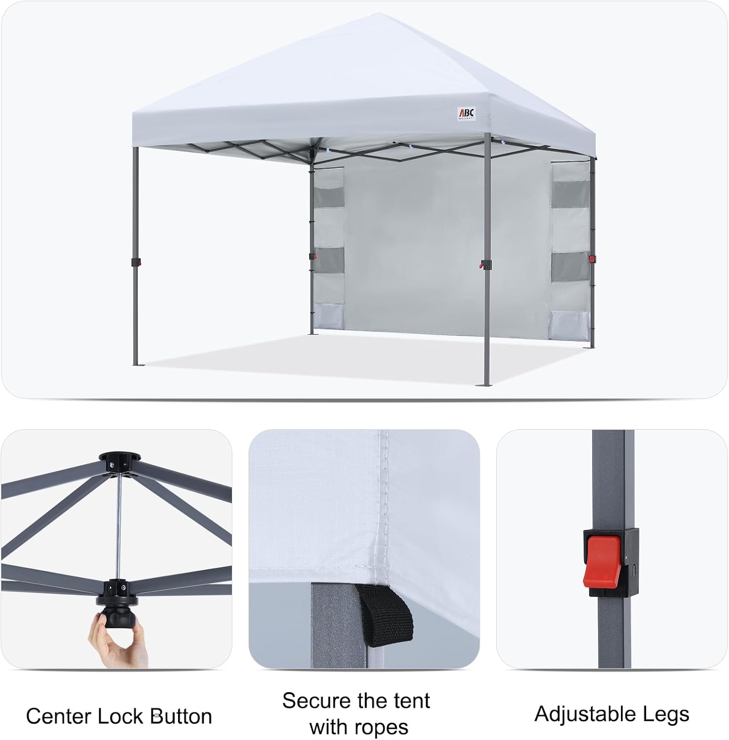 ABCCANOPY 10x10 Heavy Duty Pop Up Canopy Tent with Storage Sidewall, White