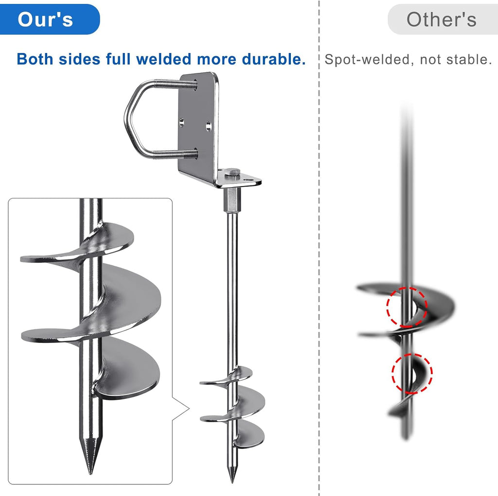 30" Screw In Ground Anchors, Heavy Duty Anchor Kit, 4 Pack