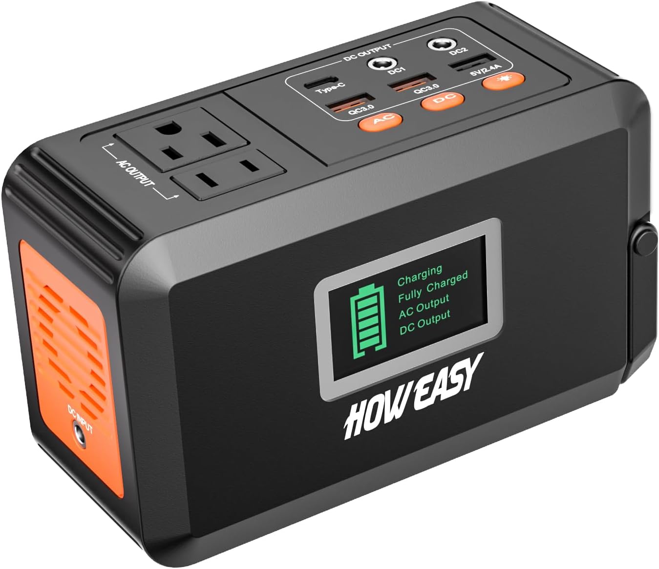 HOWEASY Portable Power Station,120W(240W Peak) Solar Generator | 88Wh Lithium Battery Power with 110V AC Outlet/DC/USB/LED Light for Outdoor Camping Trip Hunting Emergency