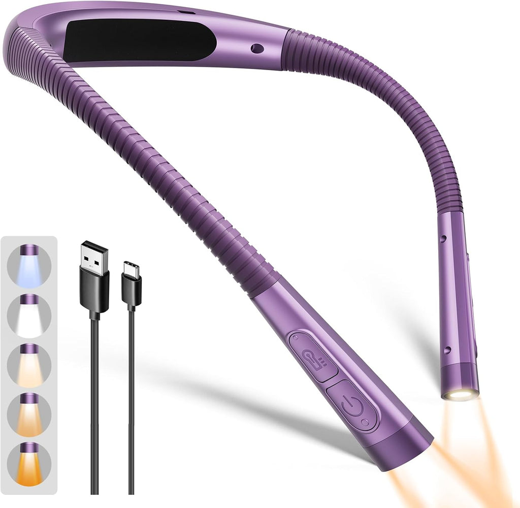 Glocusent Upgraded Neck Light,100Hrs Slimmer Reading Light for Books in Bed