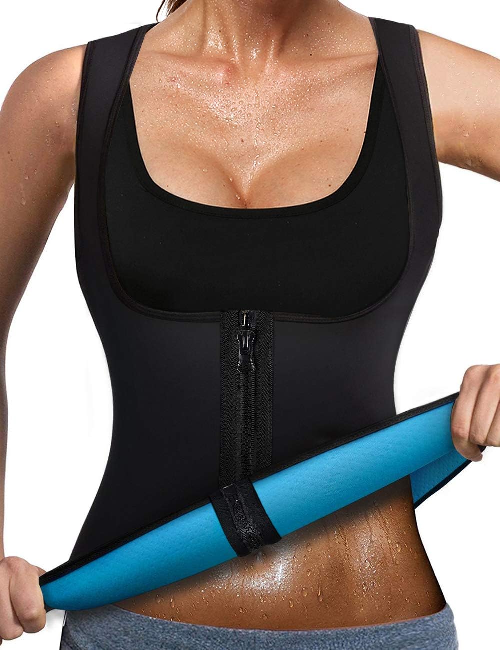 NonEcho Women Sauna Sweat Suit Sleeve Spa Cami Hot Neoprene Slimming Workout Vest Body Shaper Waist Trainer Top