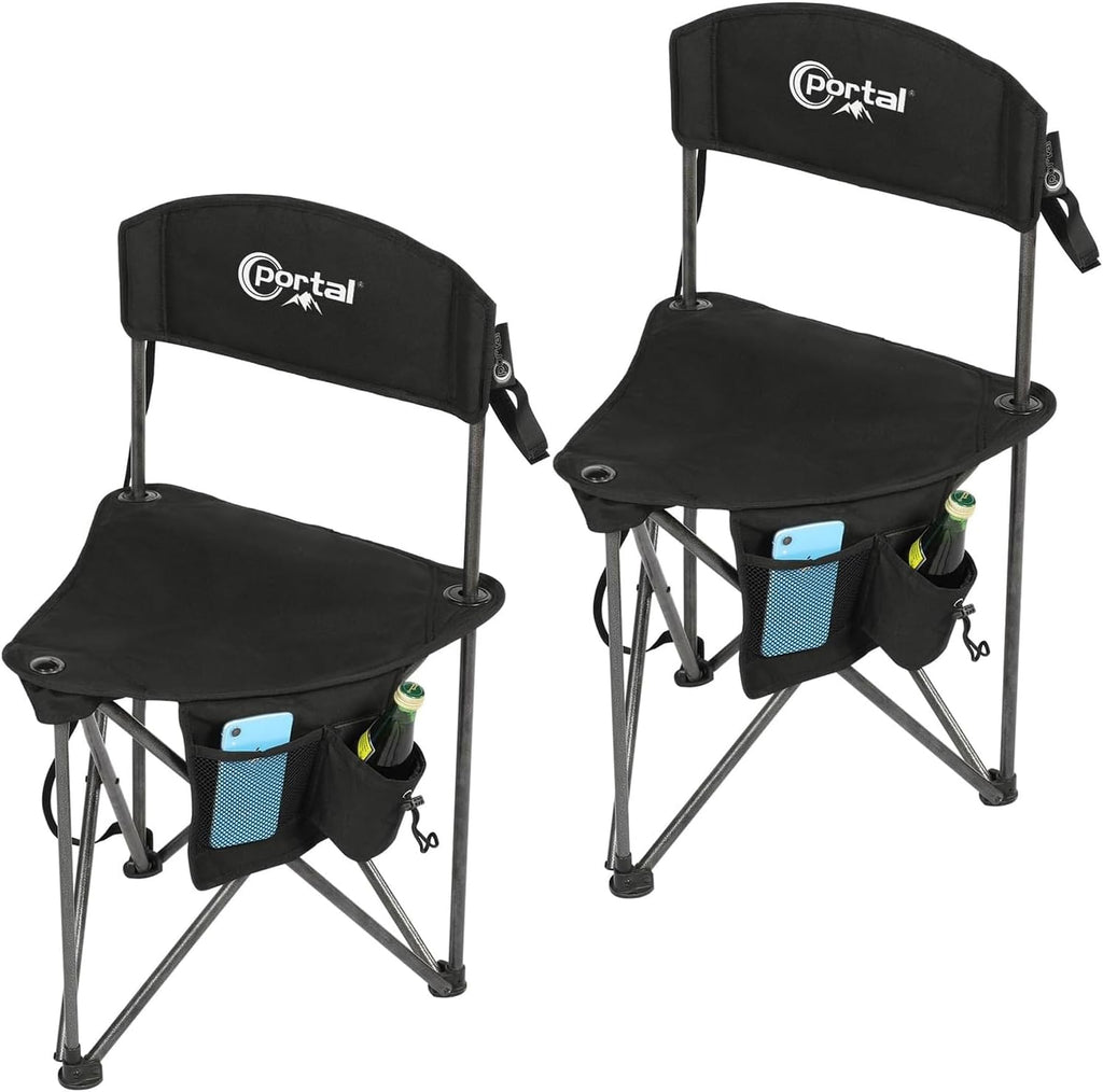 Portal Extra Large Quick Folding Tripod Stool with Backrest Fishing Camping Chair with Carry Strap