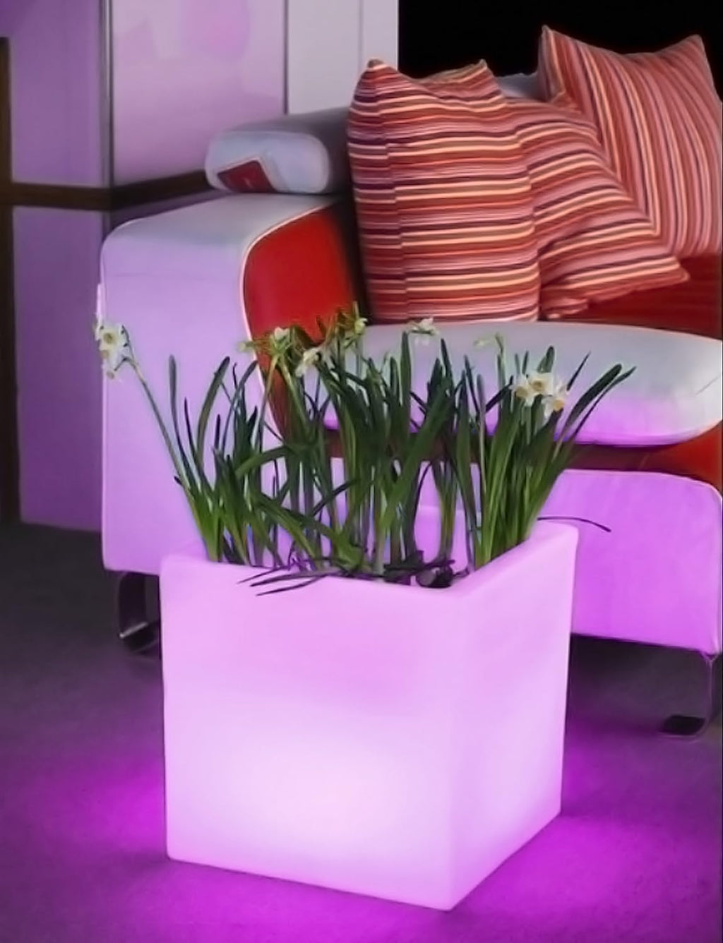 Mr.Go 16" Hollow LED Light Cube, RGB Glowing Storage Container & Ice Bucket