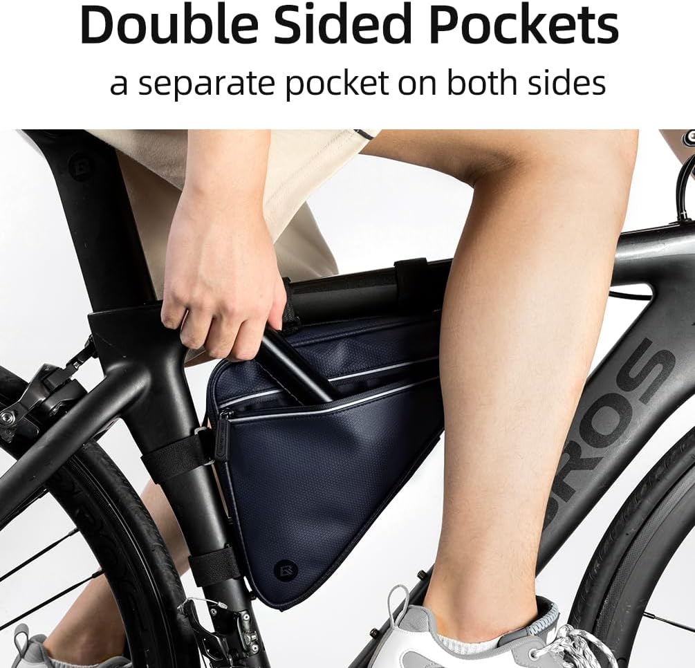 ROCKBROS Bike Triangle Frame Bag Waterproof Top Tube Bag with Keel Support