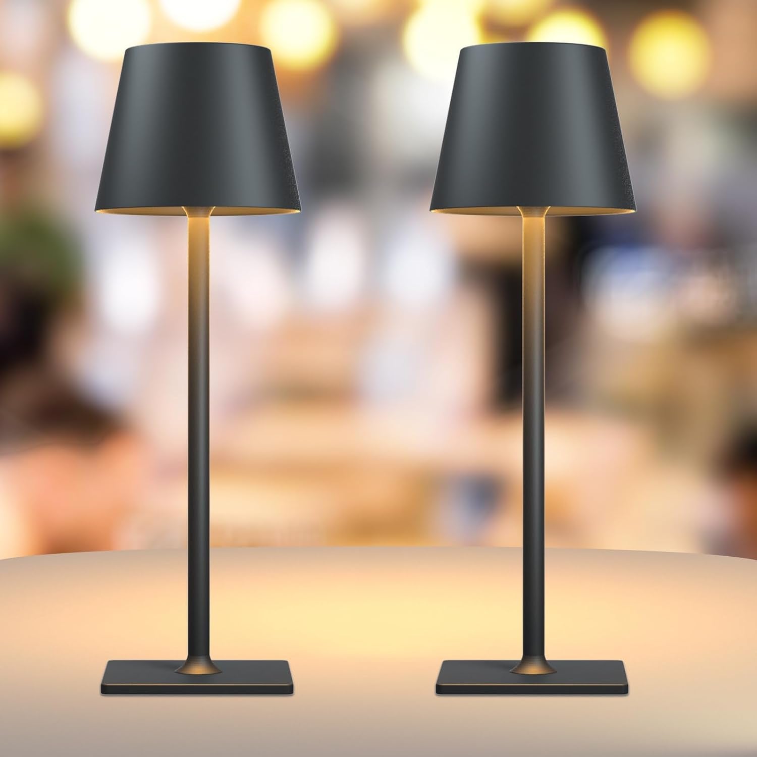 Yogaret Black Cordless Table Lamps, 6000mAh Rechargeable Battery, 2 Pack