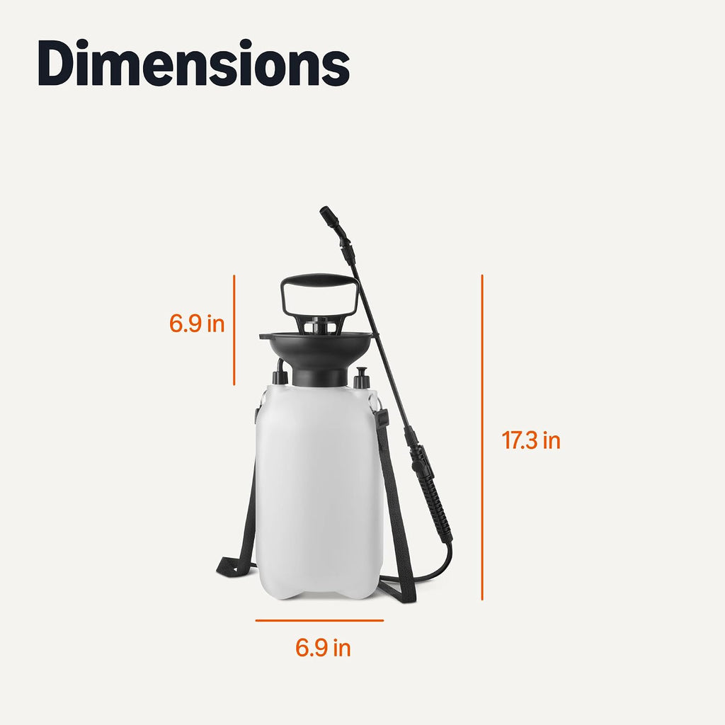 Amazon Basics Garden Sprayer for Gardens and Flower Beds, 1.3 Gallon (5L) Capacity with Extension Wand