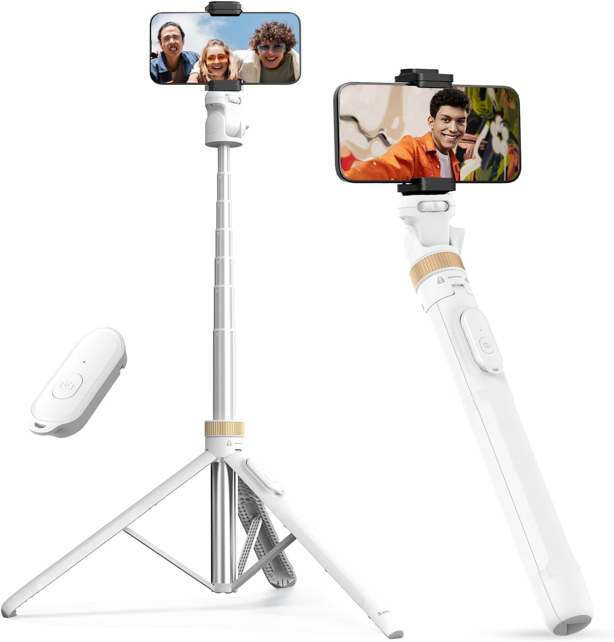 Sensyne 72" Extendable Tripod for iPhone & Selfie Stick with Detachable Phone Holder & Wireless Remote, Compatible with All Cell Phones, Black