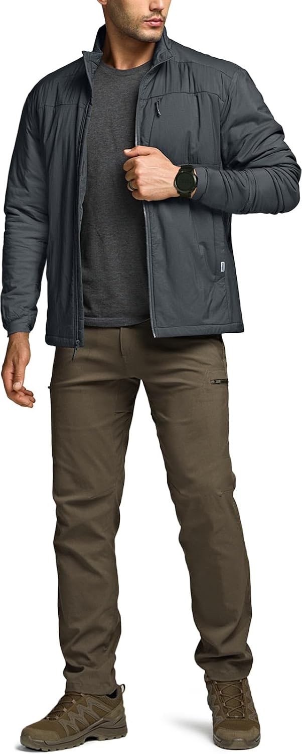 CQR Men's Lightweight Warm Insulated Jacket, Windproof Water Resistant Winter Active Coat for Hiking Work Outdoor Tactical