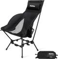 Wildhiker HuggleMode High Back Folding Camping Chair, 2 Seat Heights -Black