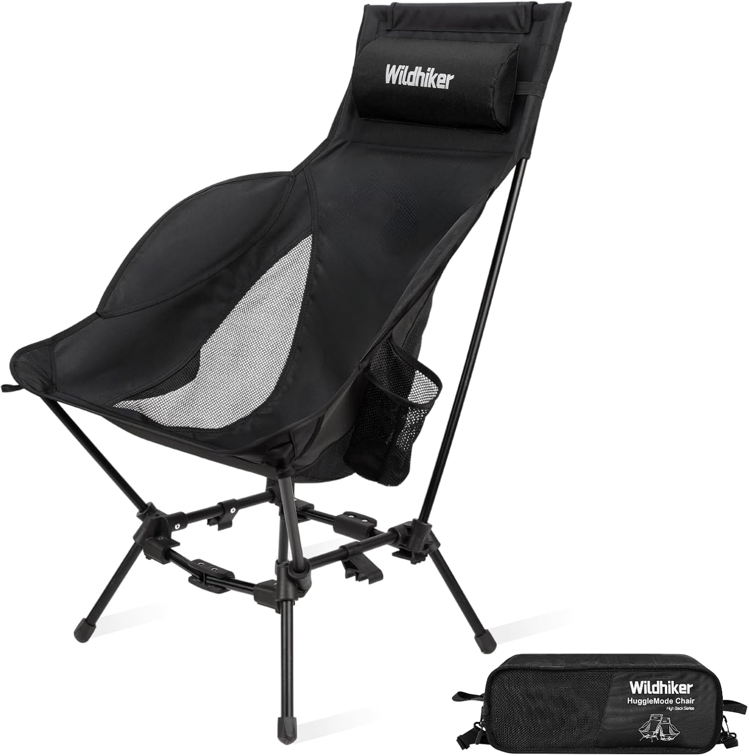 Wildhiker HuggleMode High Back Folding Camping Chair, 2 Seat Heights -Green
