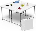 VSOAEIL 4 FT Folding Table 2 Pack Plastic Foldable Table Adjustable Height