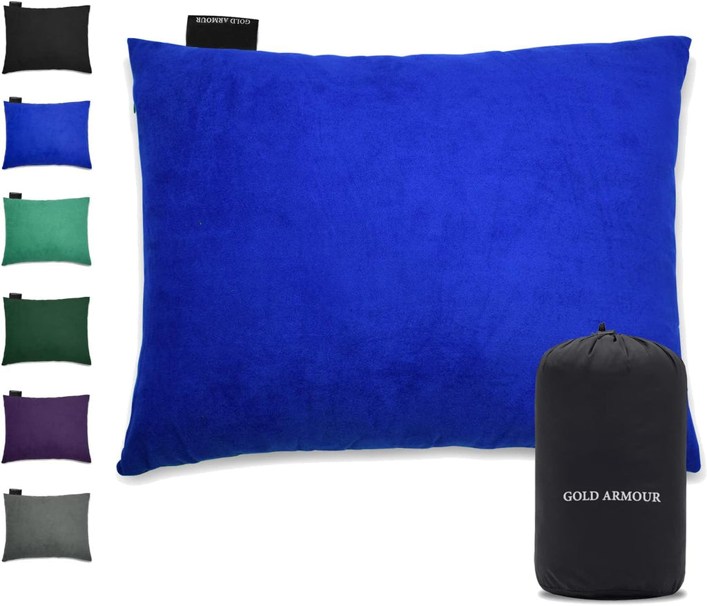 Gold Armour Camping Pillow Memory Foam - Compact Compressible Backpacking, Hammock, and Travel Pillows for Kids and Adults - Essential Outdoor & Camping Gear (Small 12 x 16in, Gray)