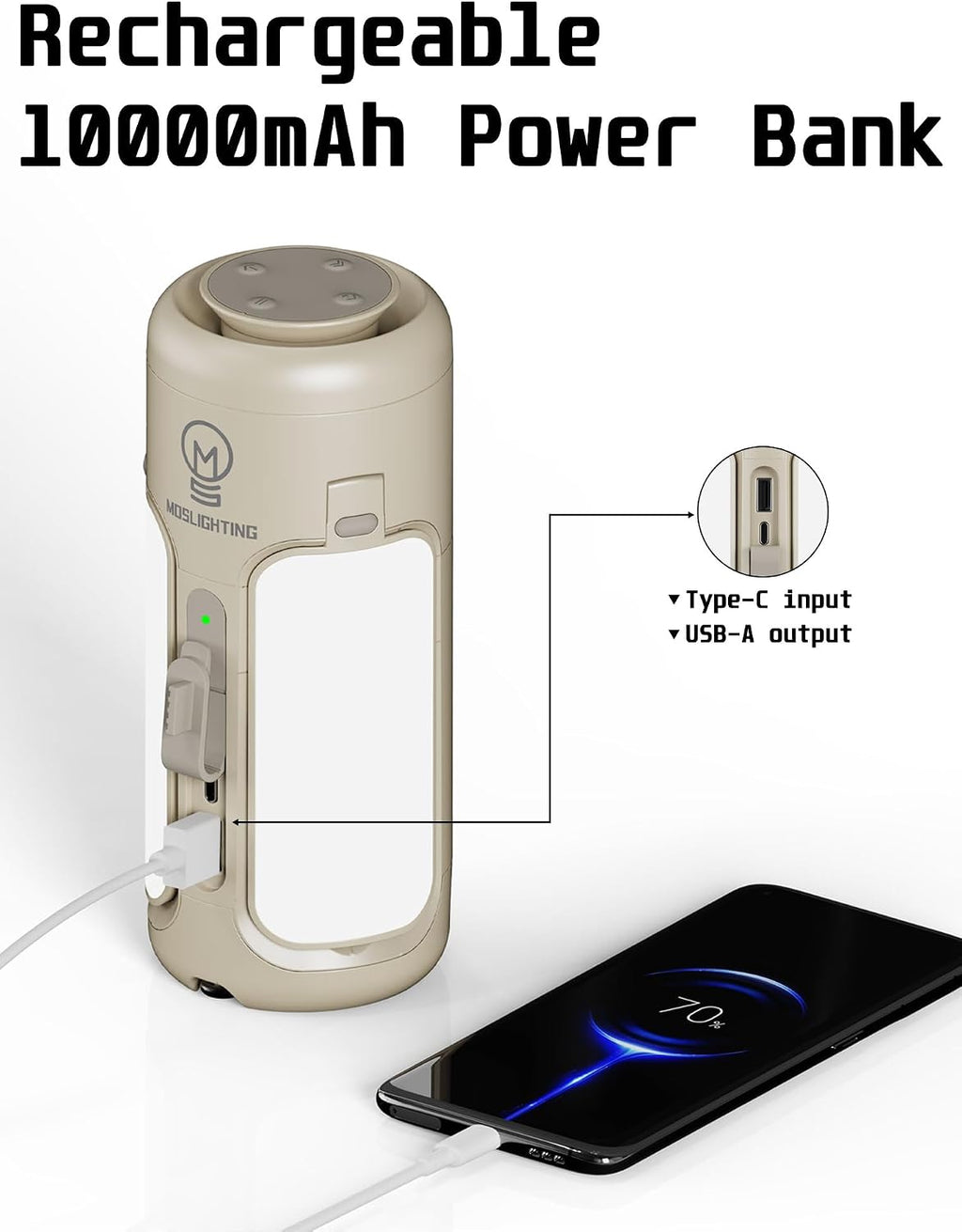 4 in 1 Rechargeable Camping Lantern with Bluetooth Speaker, 10000mAh, Portable LED Flashlight, Folding Lanterns, IP54 Waterproof, 4 Mode Stepless dimming, Power Outage Lantern for Home