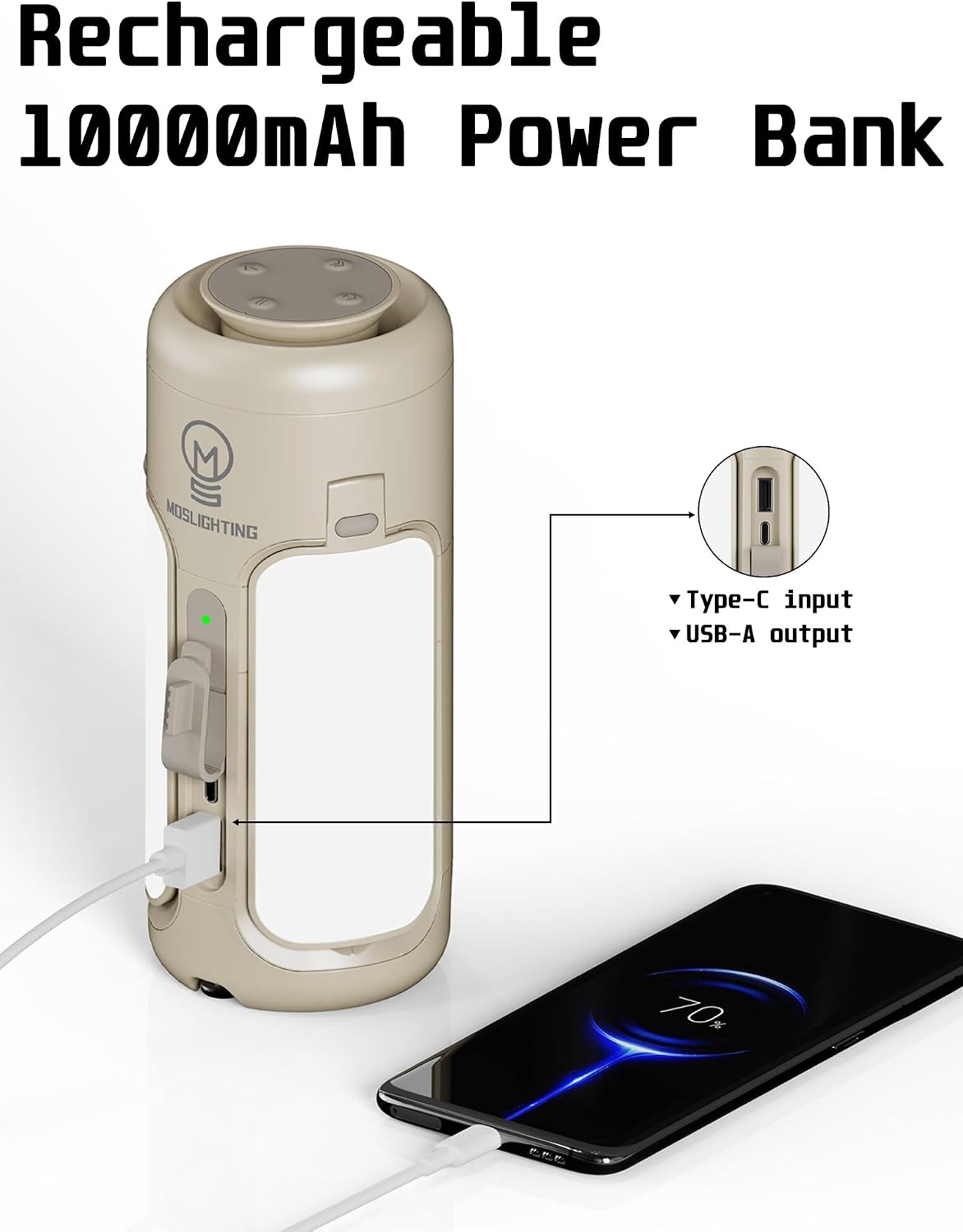 4 in 1 Rechargeable Camping Lantern with Bluetooth Speaker, 10000mAh, Portable LED Flashlight, Folding Lanterns, IP54 Waterproof, 4 Mode Stepless dimming, Power Outage Lantern for Home