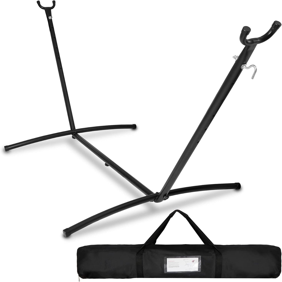 SUPER DEAL Portable 9FT Hammock Stand, Heavy Duty 2 Person 620 LBS Capacity Steel Hammock Frame with Portable Carrying Case, Adjustable 6 Optional Hook Positions, Weather Resistant Black