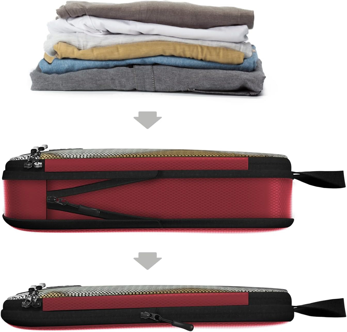 Dot&Dot Large Compression Packing Cubes 5pc Set - Suitcase Luggage Organizer Bags - Expandable Travel Essentials - Lightweight Fabric Organizers