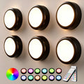 Push Lights with Remote, 6-Pack Black, Color-Changing
